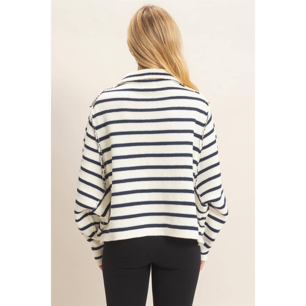 Striped Button Front Cardigan