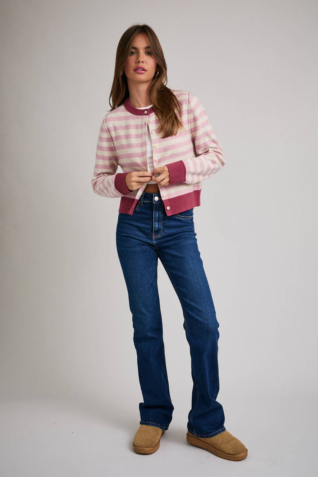 LONG SLEEVE STRIPE CARDIGAN