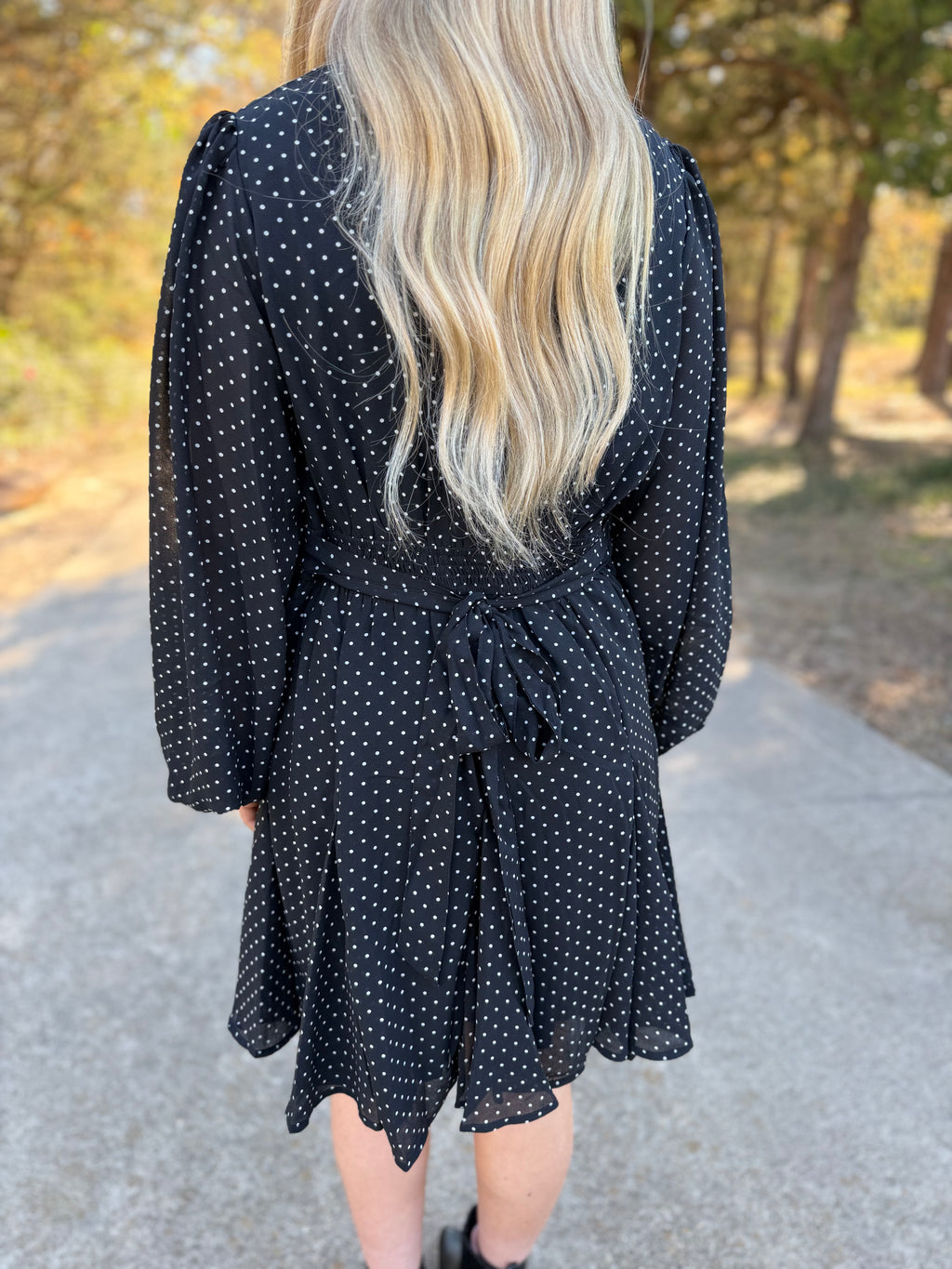 POLKA DOT FLARED MINI DRESS