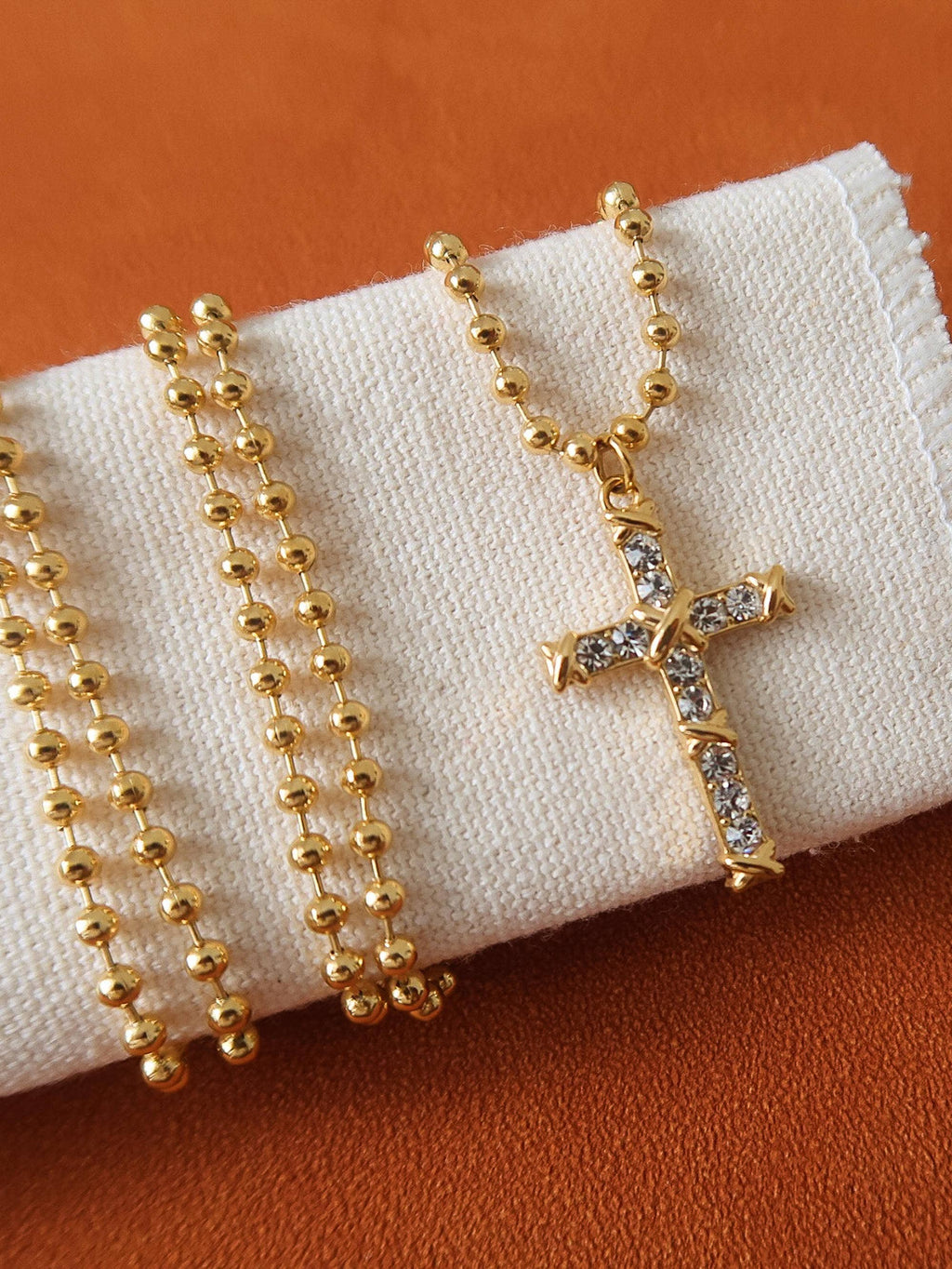 Selma 18K Gold Non-Tarnish CZ Cross Pendant Necklace