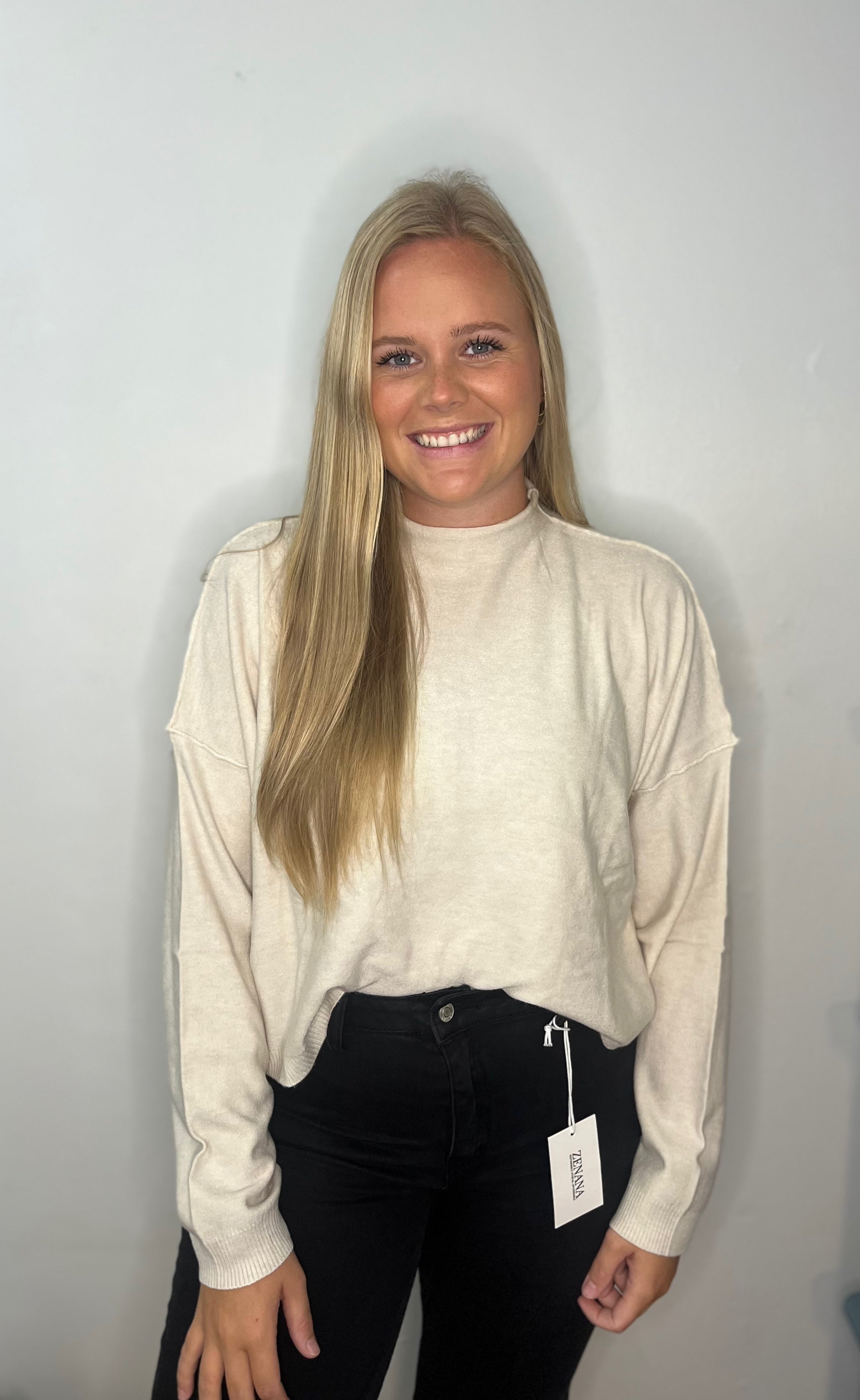 Mock Neck Fall Crop Sweater