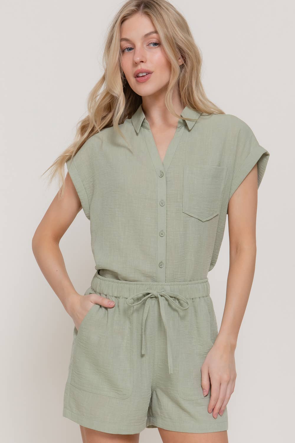 Dolman Short Sleeve Shirt & Shorts Linen Effect Set
