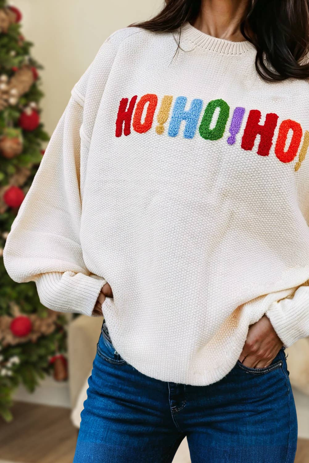 HO!HO!HO! & Back Merry Christmas Chenille Sweater | S-XL