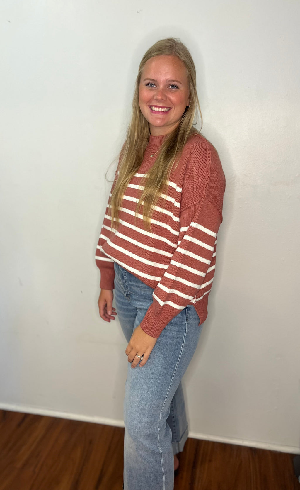 Winter Rose Striped Sweater