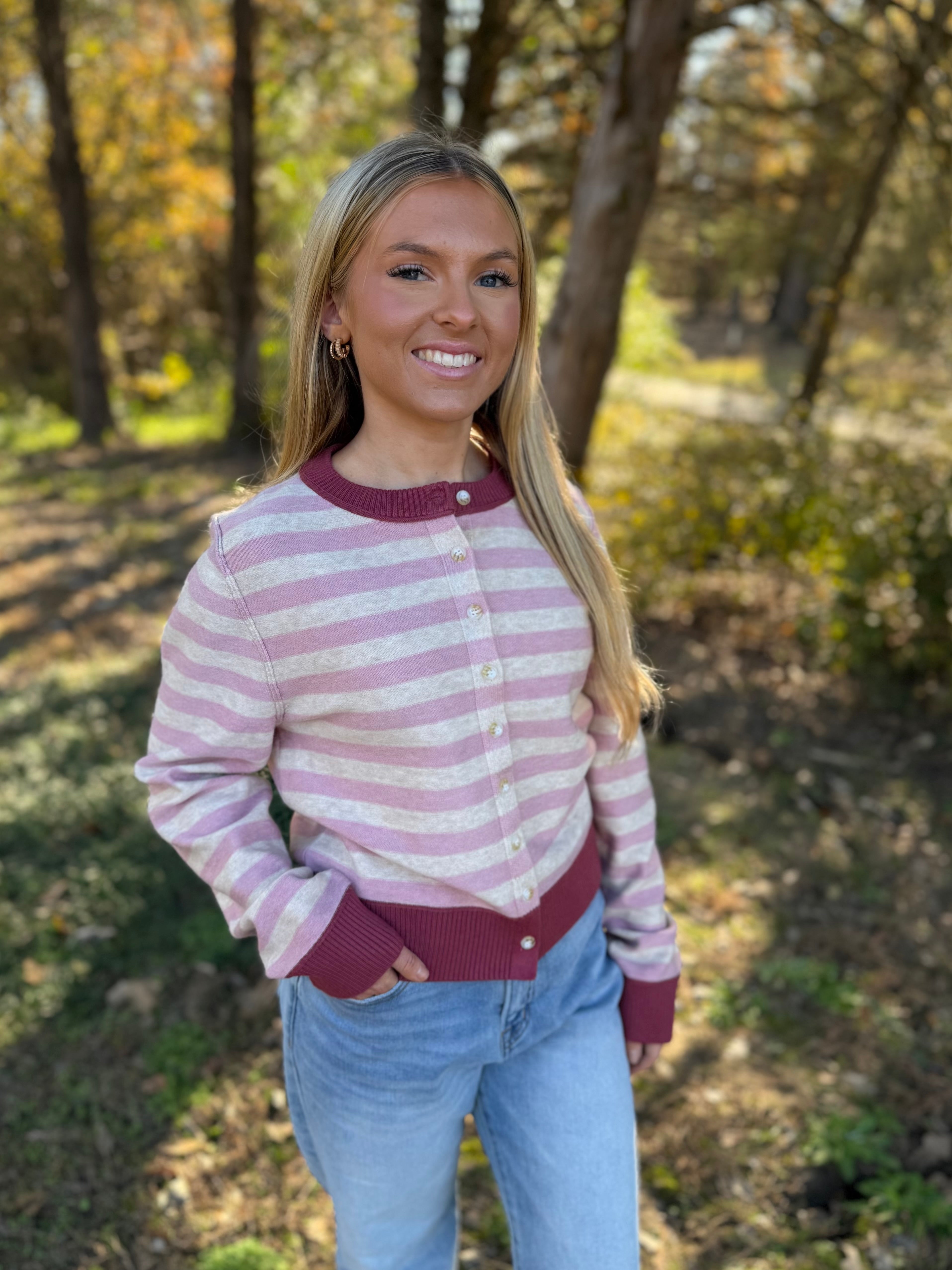 LONG SLEEVE STRIPE CARDIGAN