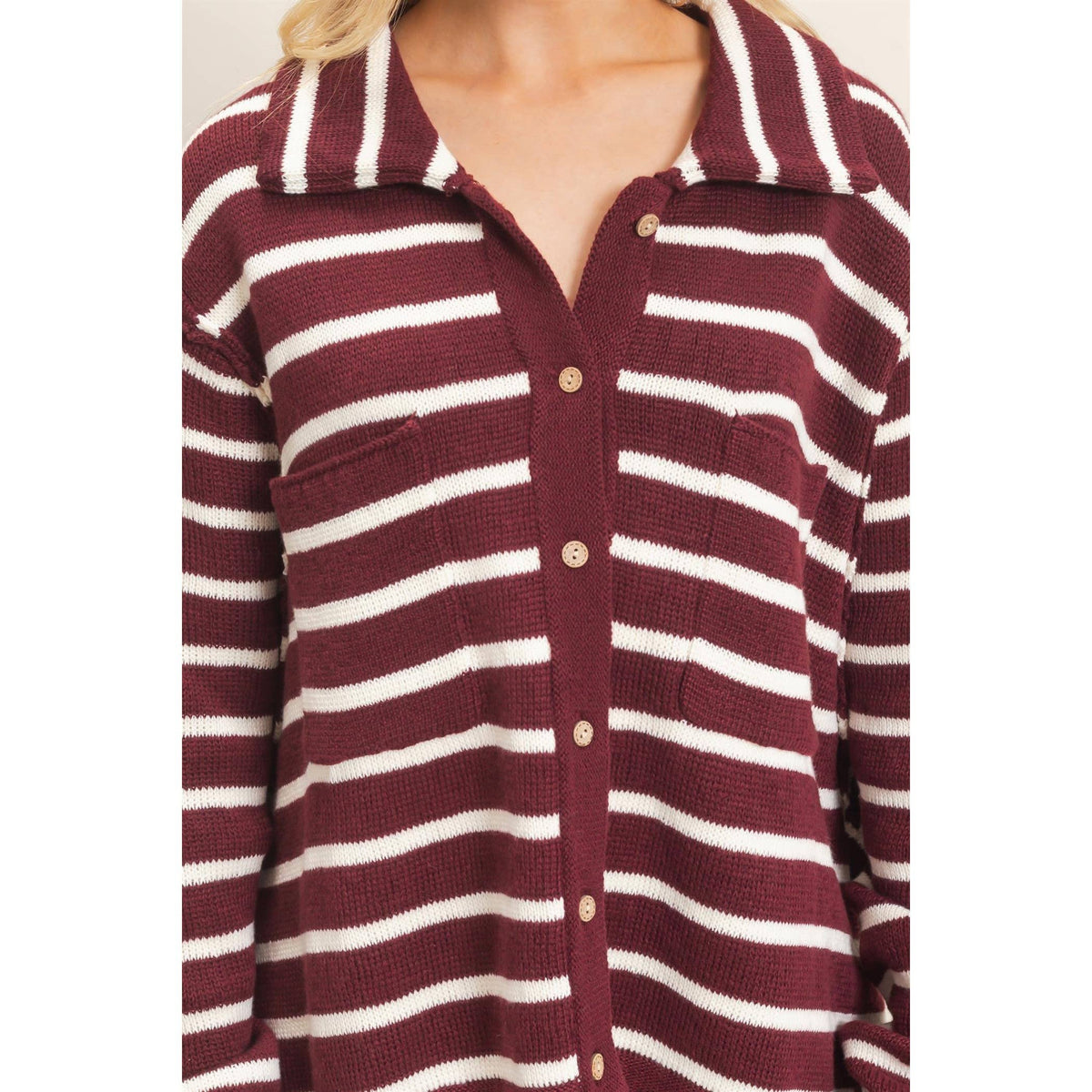 Striped Button Front Cardigan