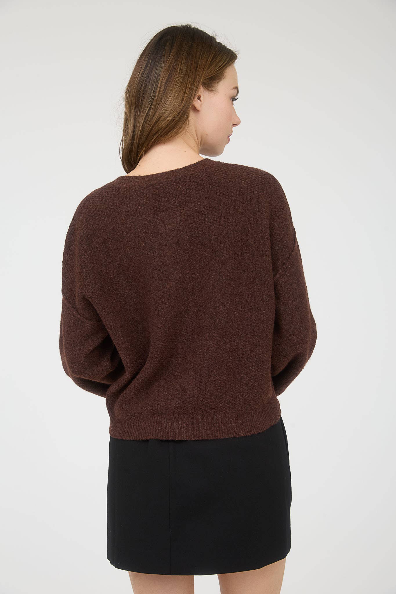 RIBBED TRIM BUTTON DOWN LONG SLEEVE KNIT CARDIGAN