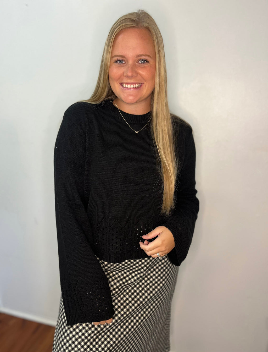 Unique Eyelet Detailed Long Sleeve Sweater