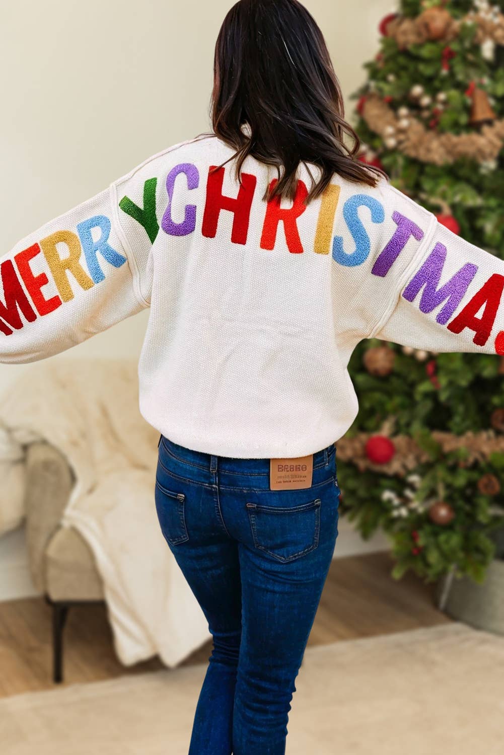 HO!HO!HO! & Back Merry Christmas Chenille Sweater | S-XL