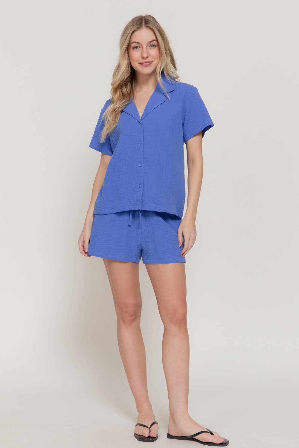 Short Sleeve Resort Collar Shirt & Waistband Shorts Set