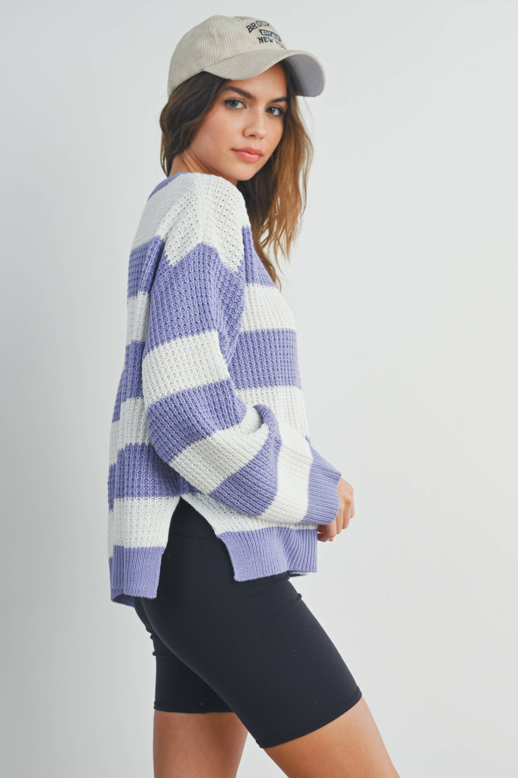 Striped Round Neck Long Sleeve Sweater