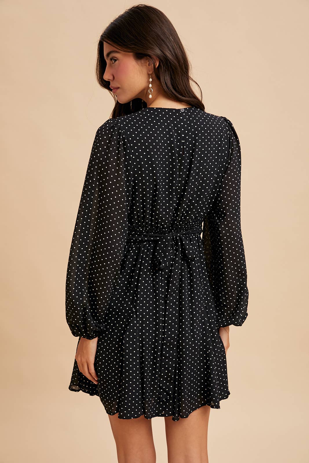 POLKA DOT FLARED MINI DRESS