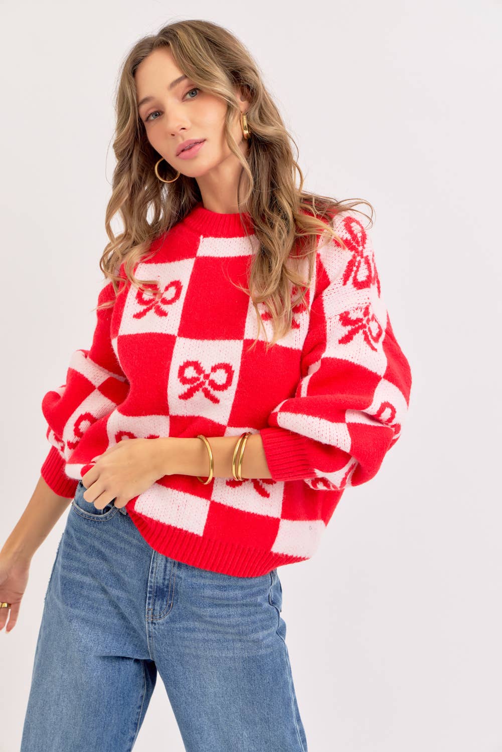Checkered Holiday Christmas Sweater
