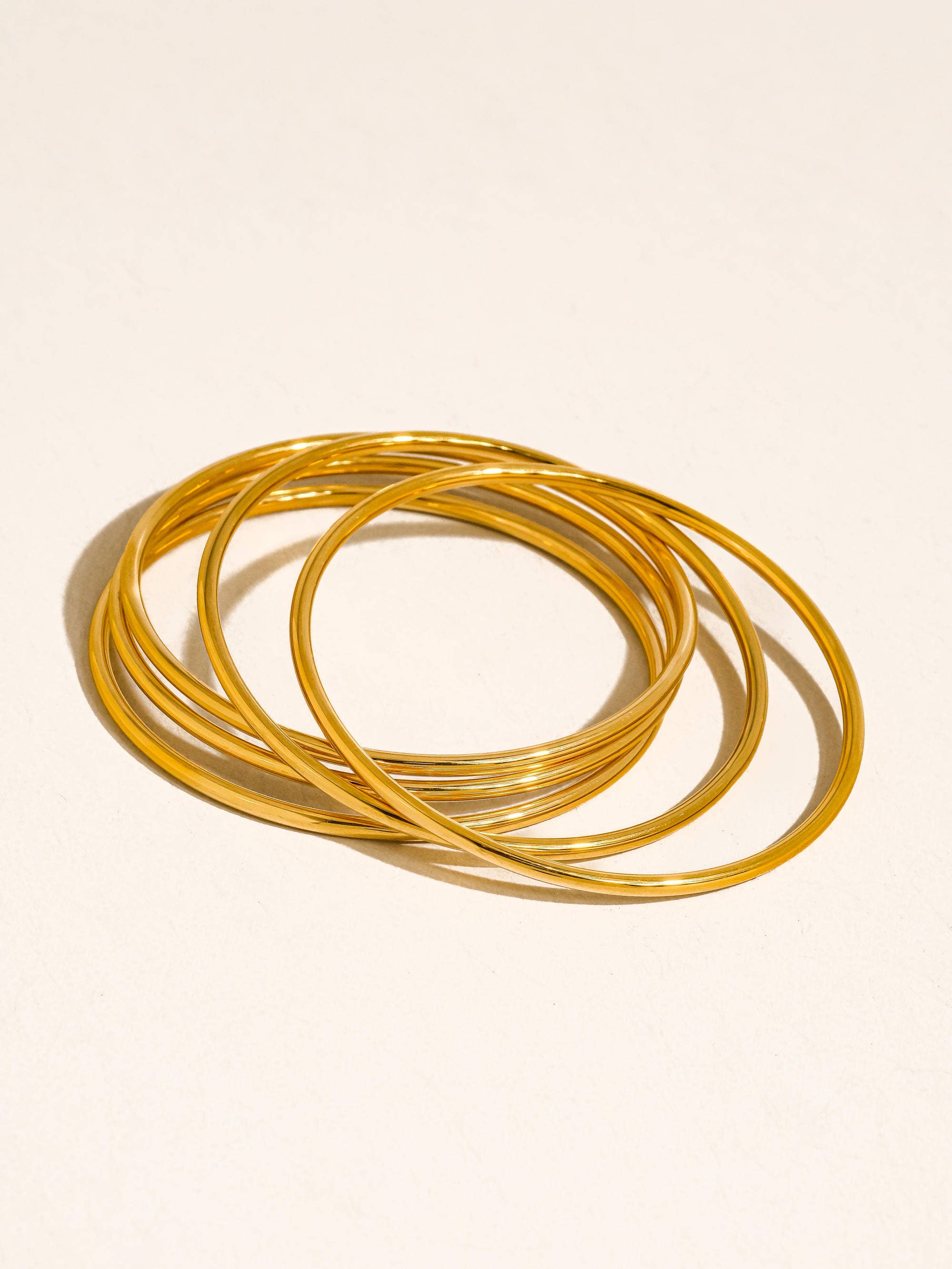 Olyss 18K Gold Non-Tarnish Classic Thin Bangle Set