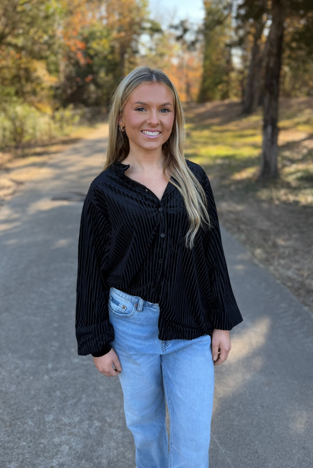 Velvet Striped Blouse