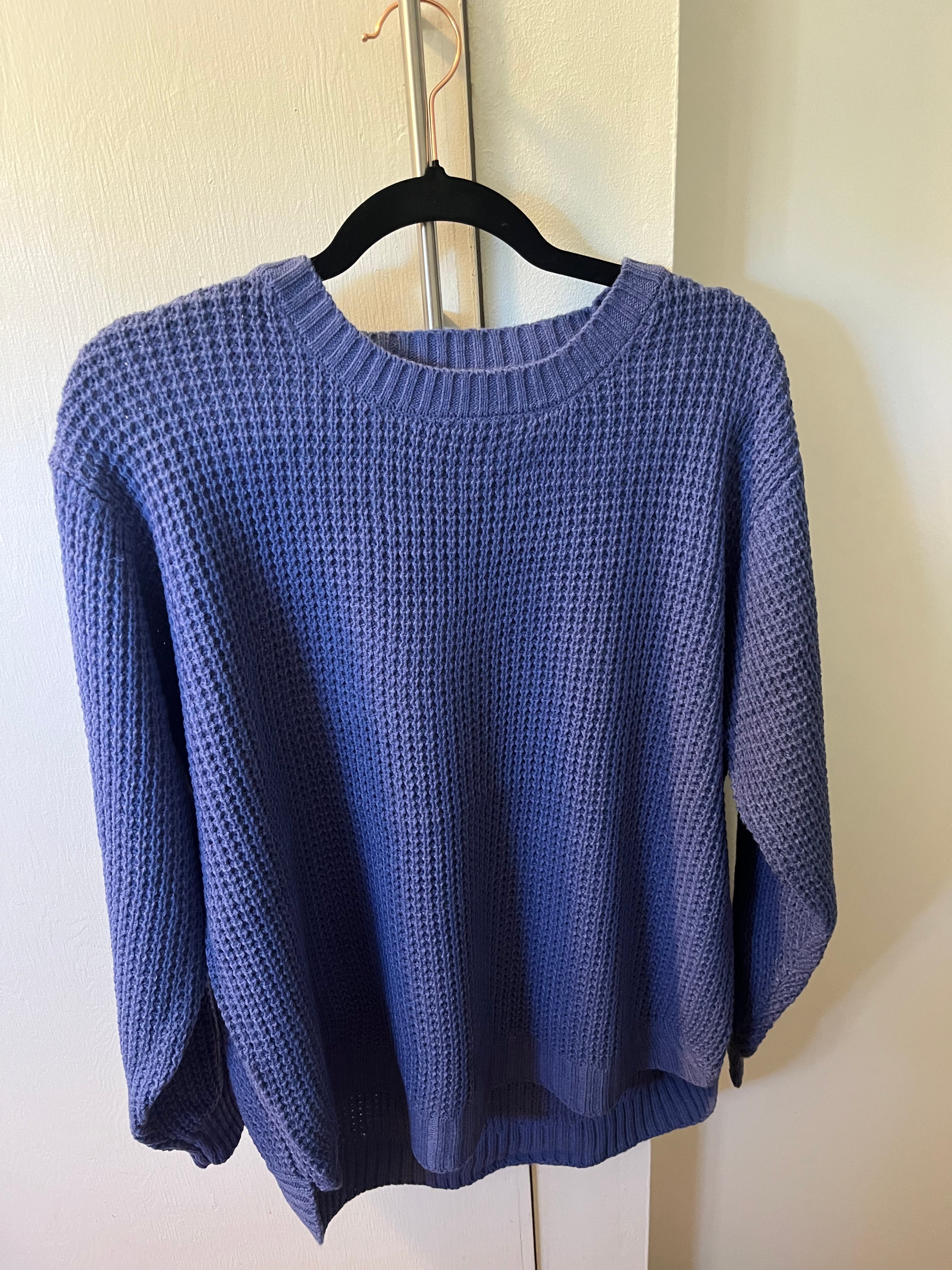 Blue Waffle Knit Sweater