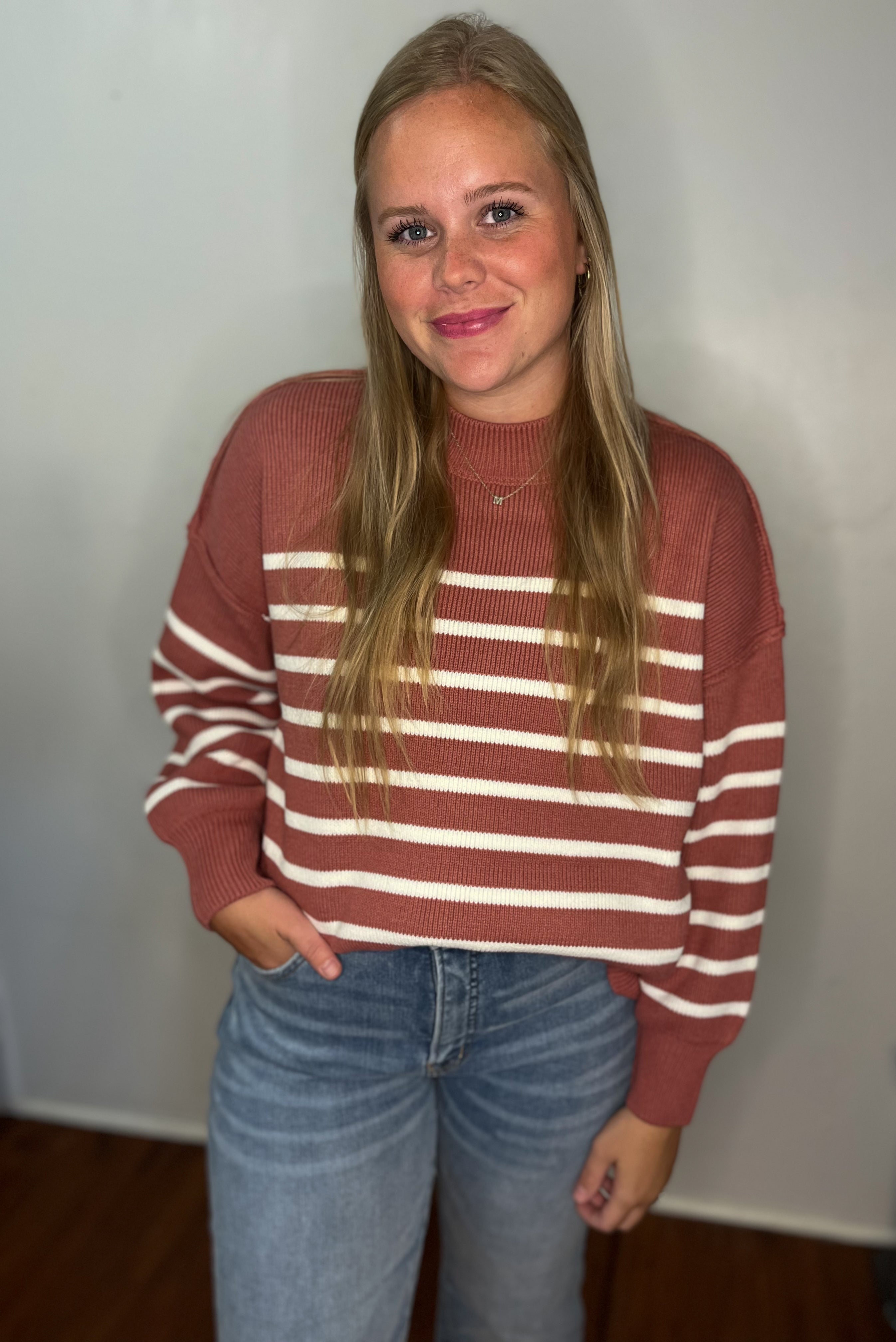 Winter Rose Striped Sweater