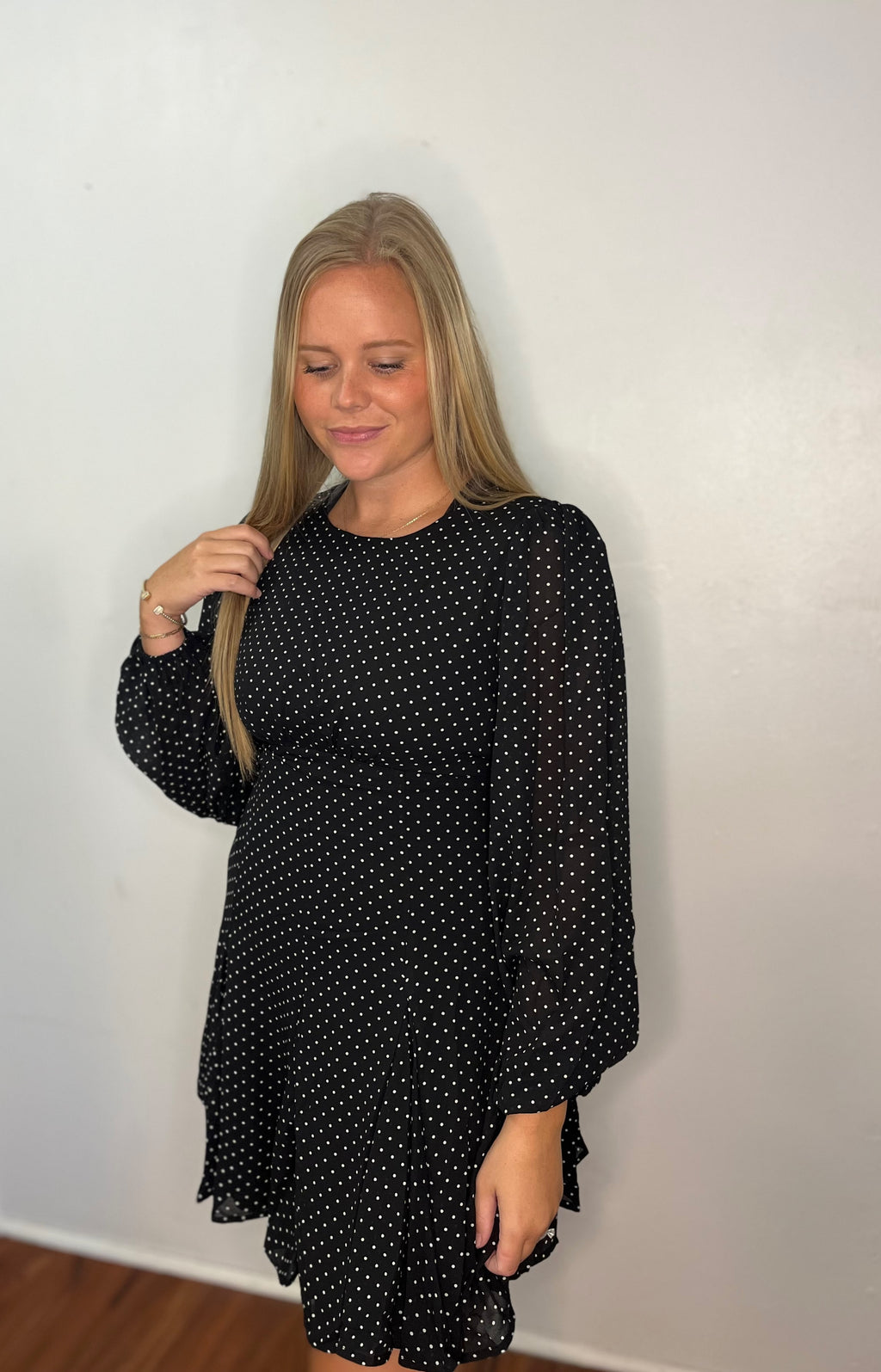 POLKA DOT FLARED MINI DRESS