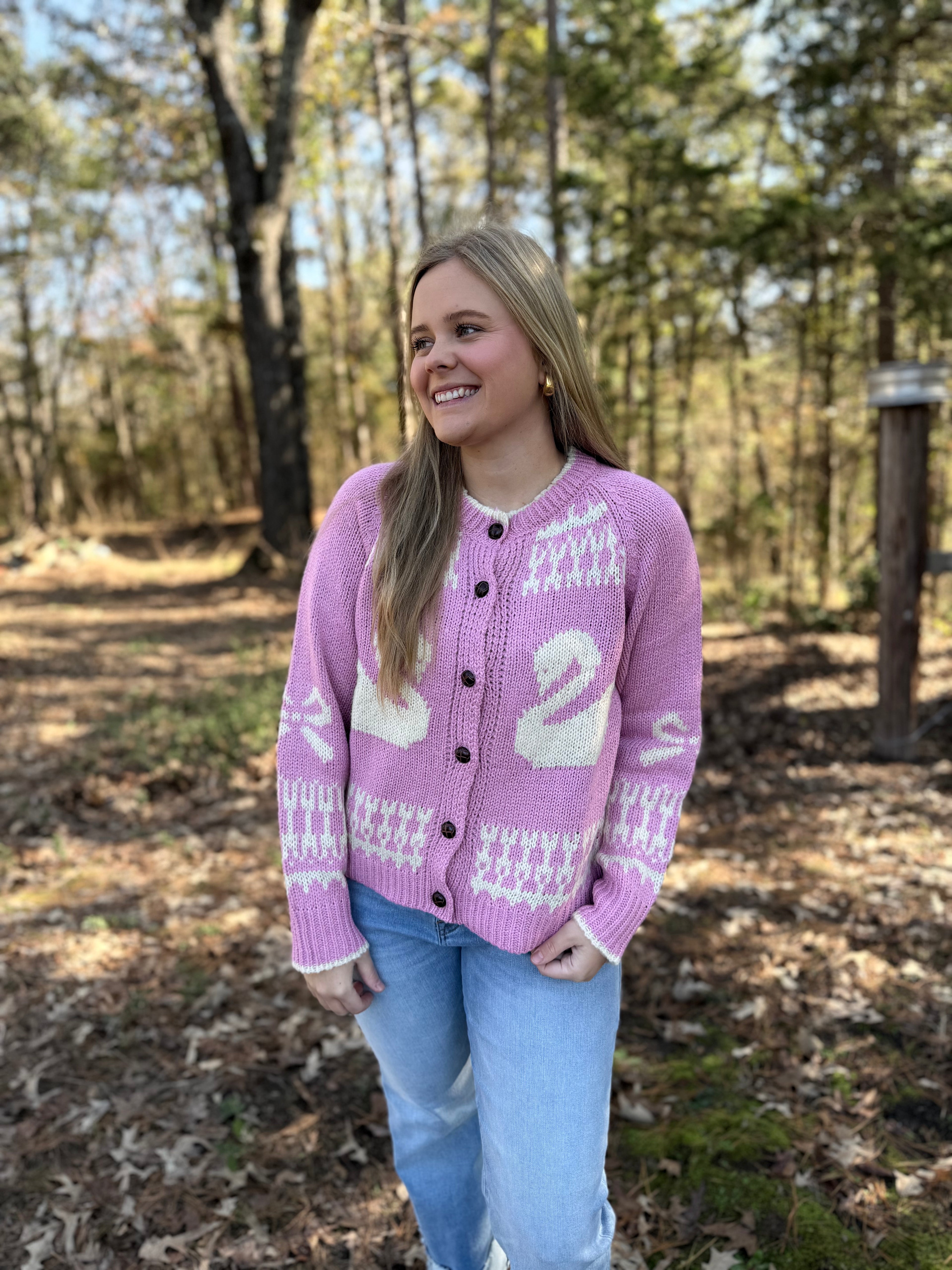 Oversized Graphic Casual Knit Sweater Cardigan