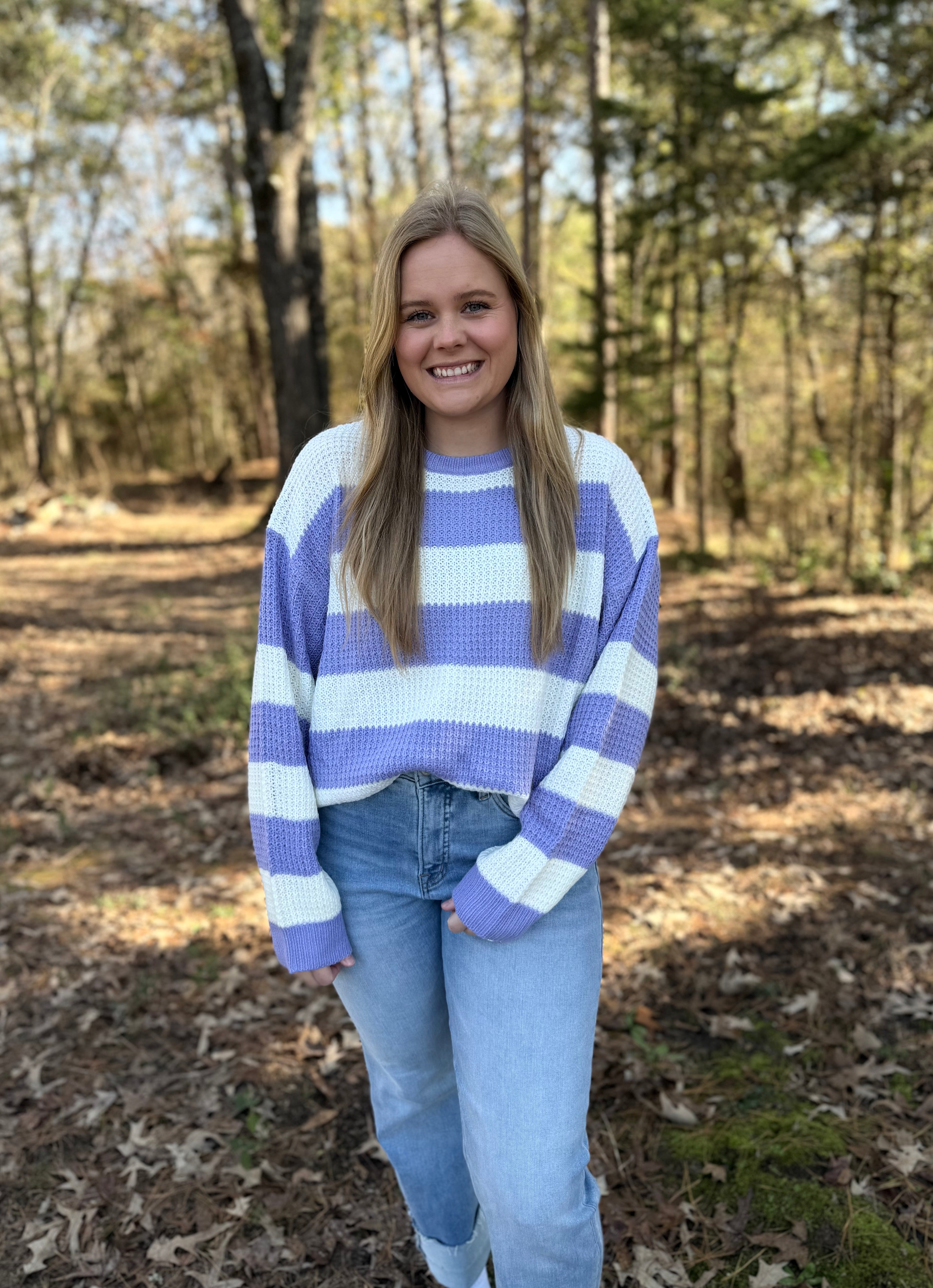 Striped Round Neck Long Sleeve Sweater