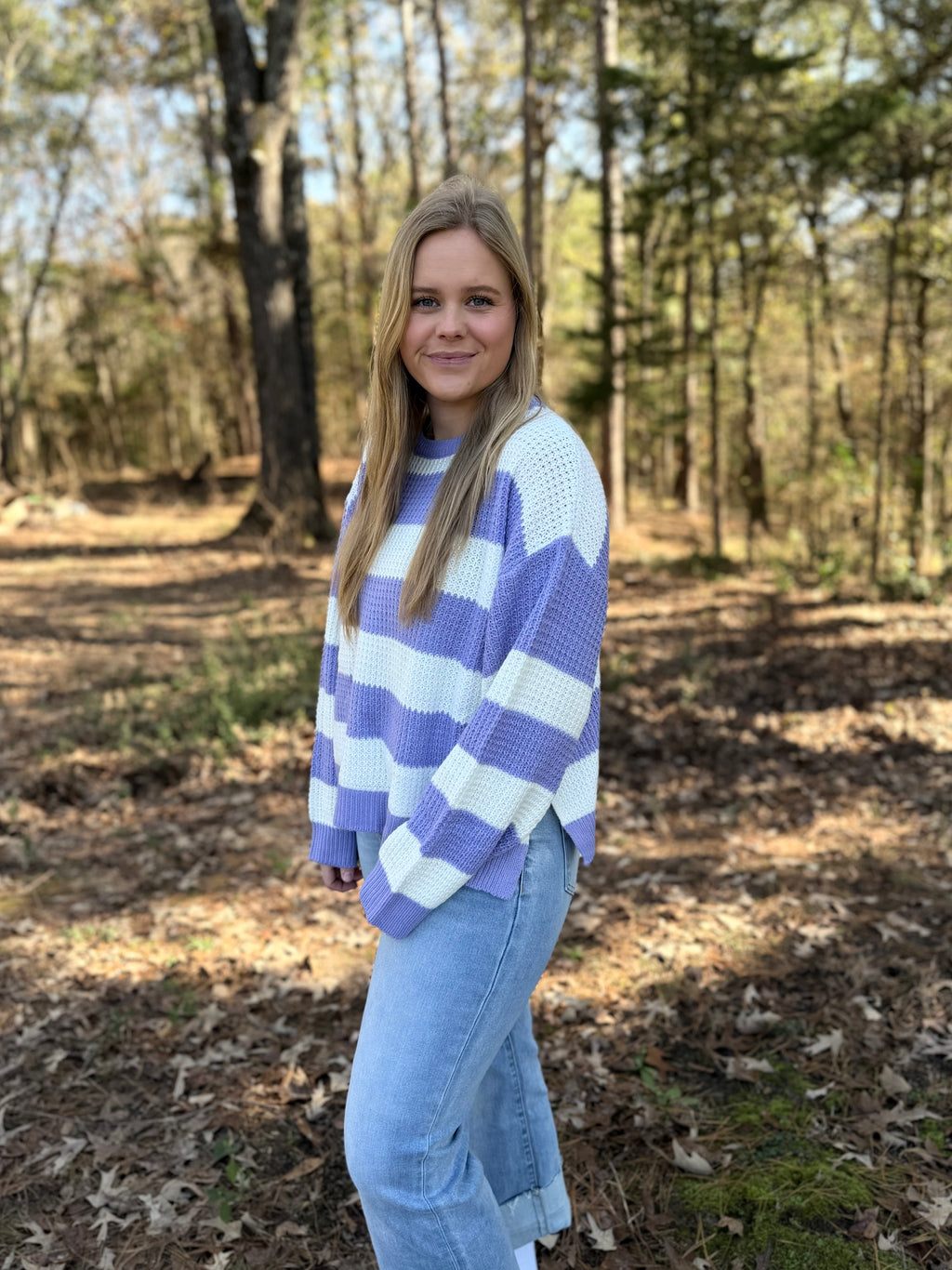 Striped Round Neck Long Sleeve Sweater