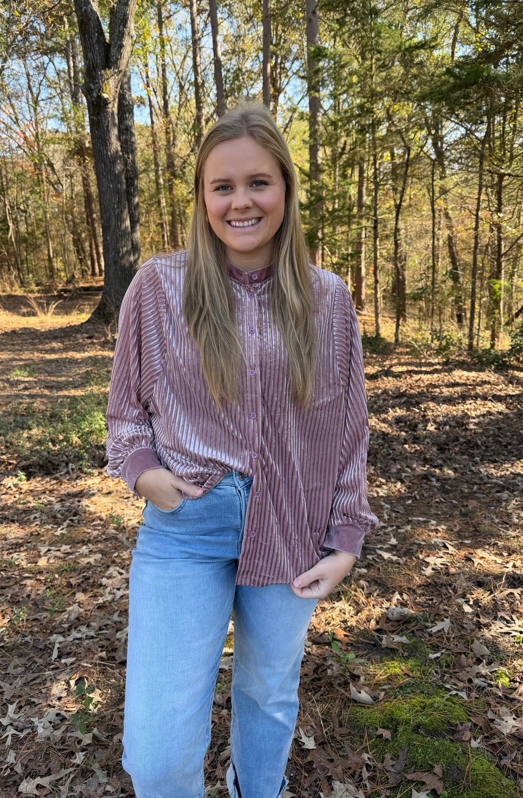 Velvet Striped Blouse