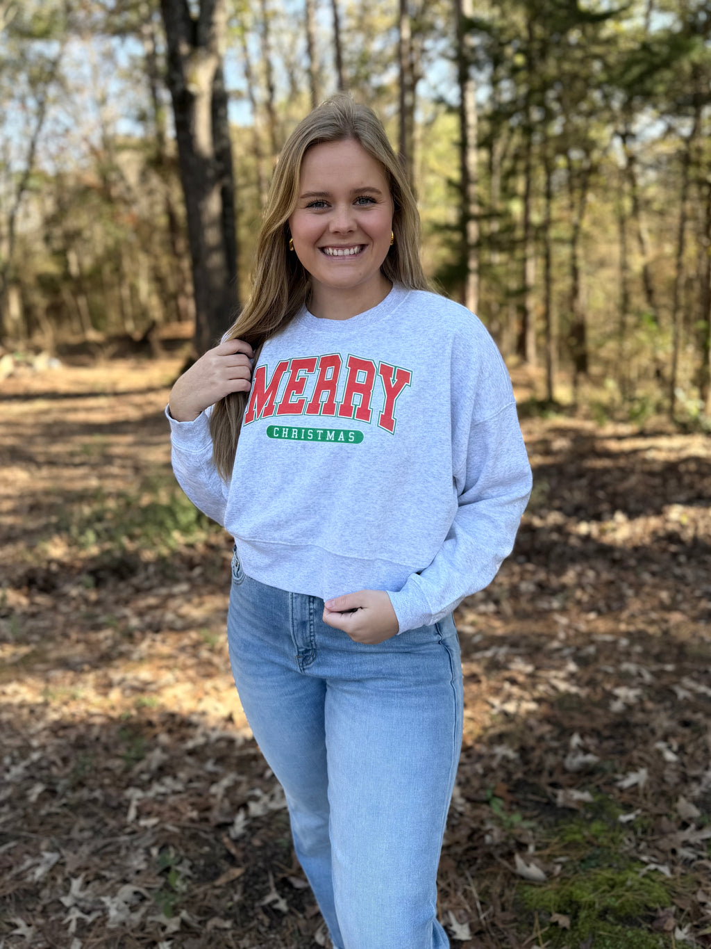 Merry Christmas Short Cropped Sweatshirt