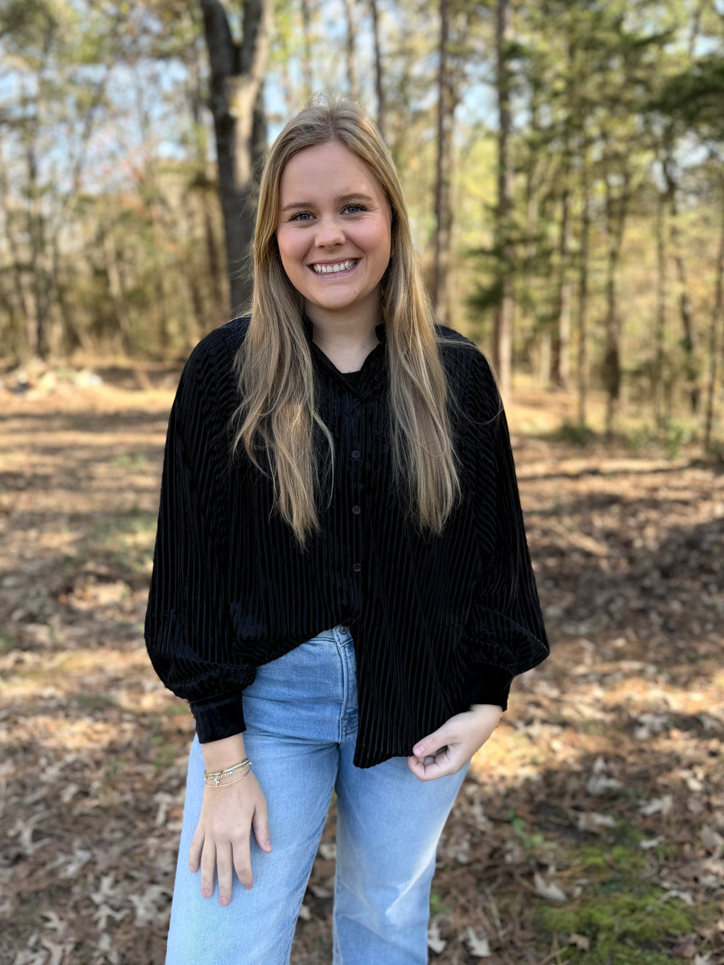 Velvet Striped Blouse