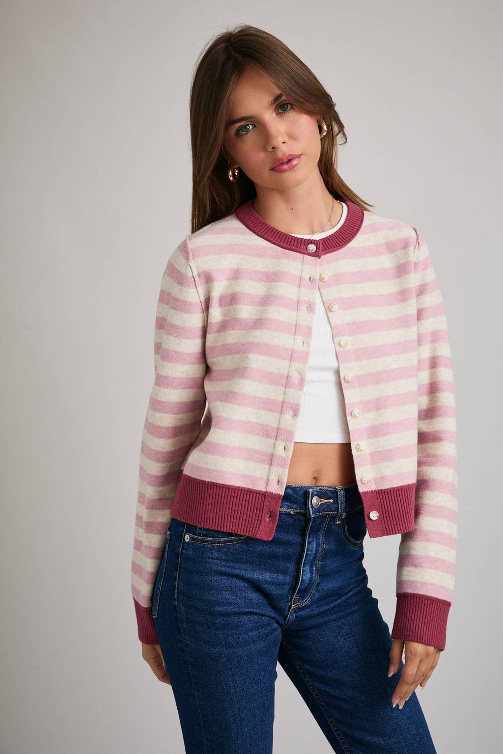 LONG SLEEVE STRIPE CARDIGAN