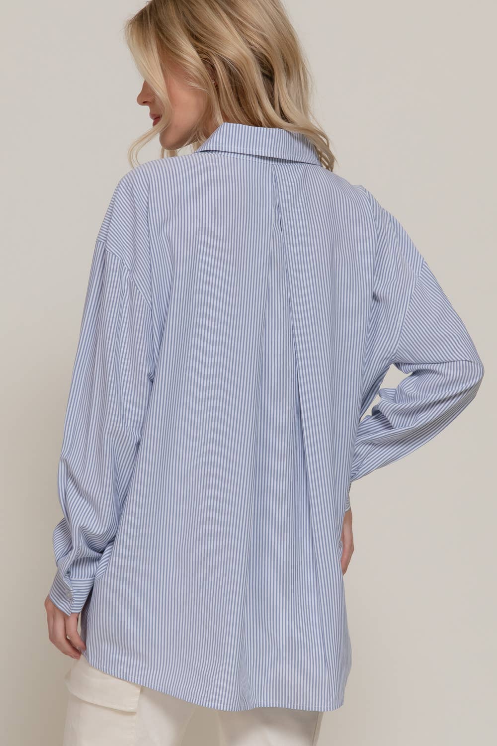 Long Dolman Sleeve Oversized Y/D Stripe Shirt