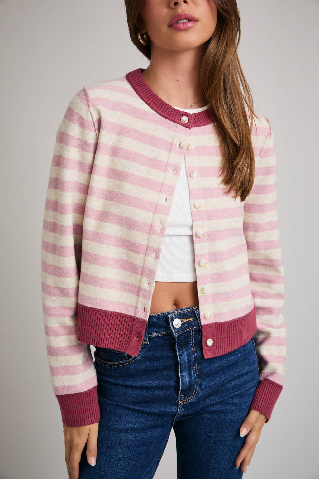 LONG SLEEVE STRIPE CARDIGAN