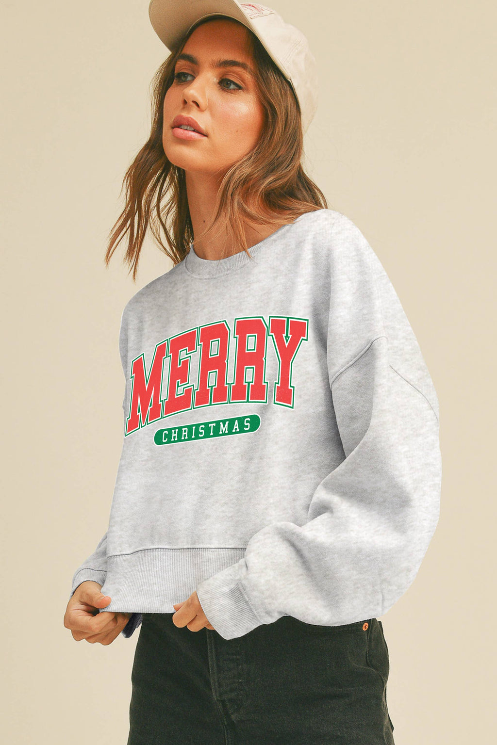 Merry Christmas Short Cropped Sweatshirt