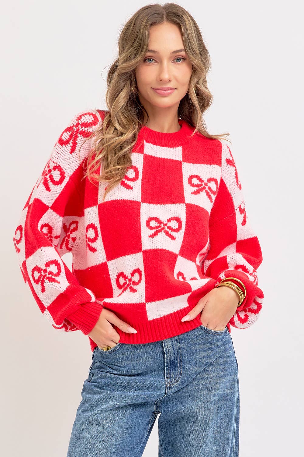 Checkered Holiday Christmas Sweater